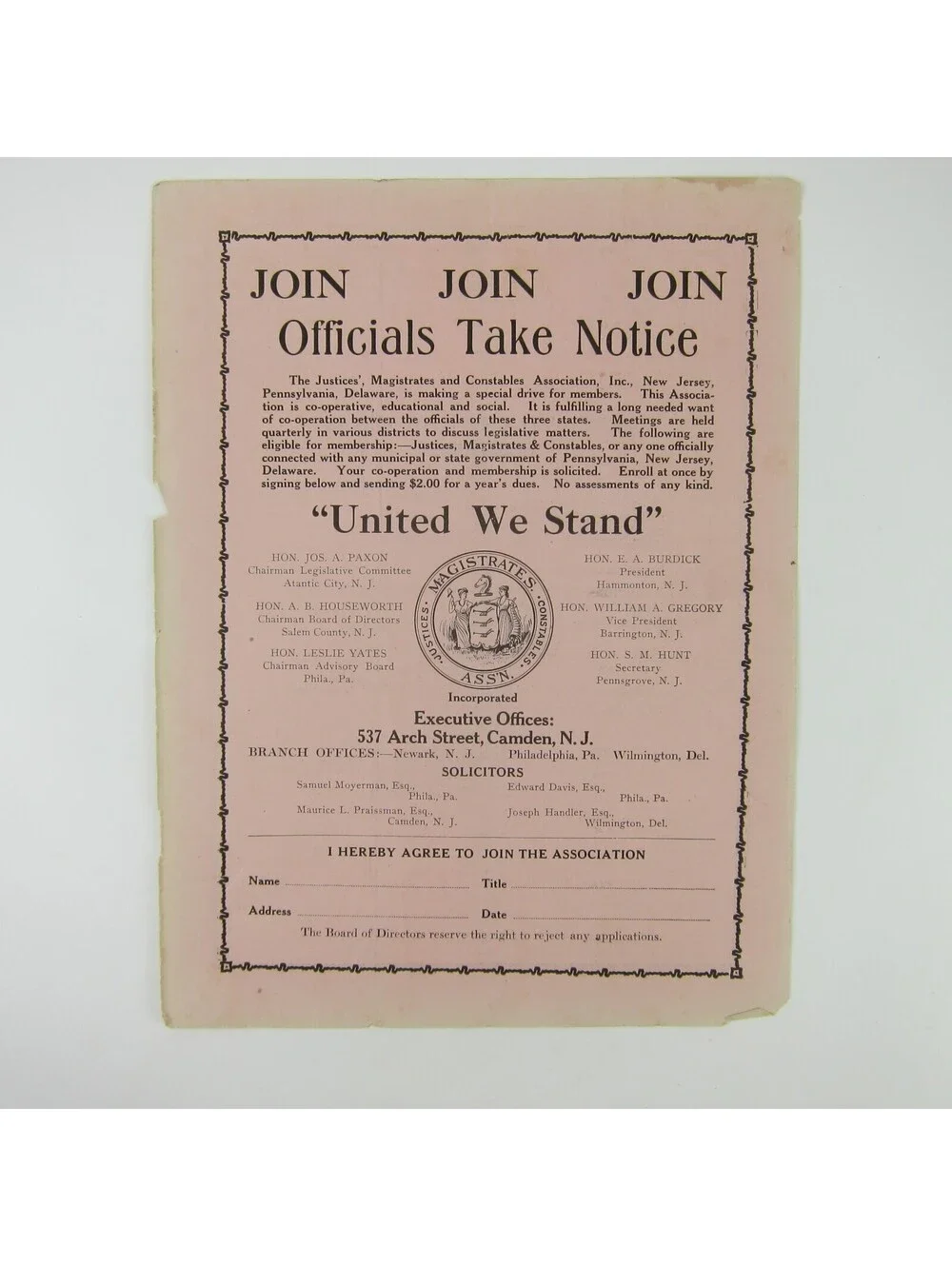 WH Anderson Co Cincinnati Ohio Letter Magistrate Publishing Co Camden NJ 1920s